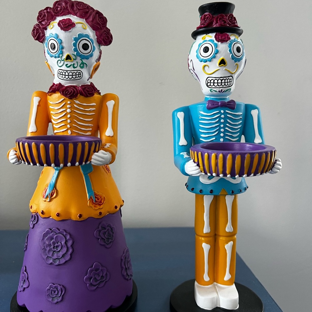 PartyLite Colorful Day of the Dead Figurines